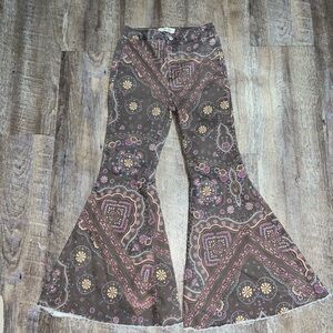 We The Free Brown Paisley Flare Jeans